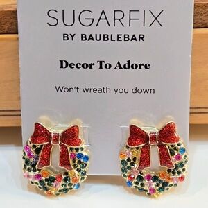 BAUBLEBAR Decor To Adore Christmas Sparkle Colorful Crystal Wreath Earrings NWT